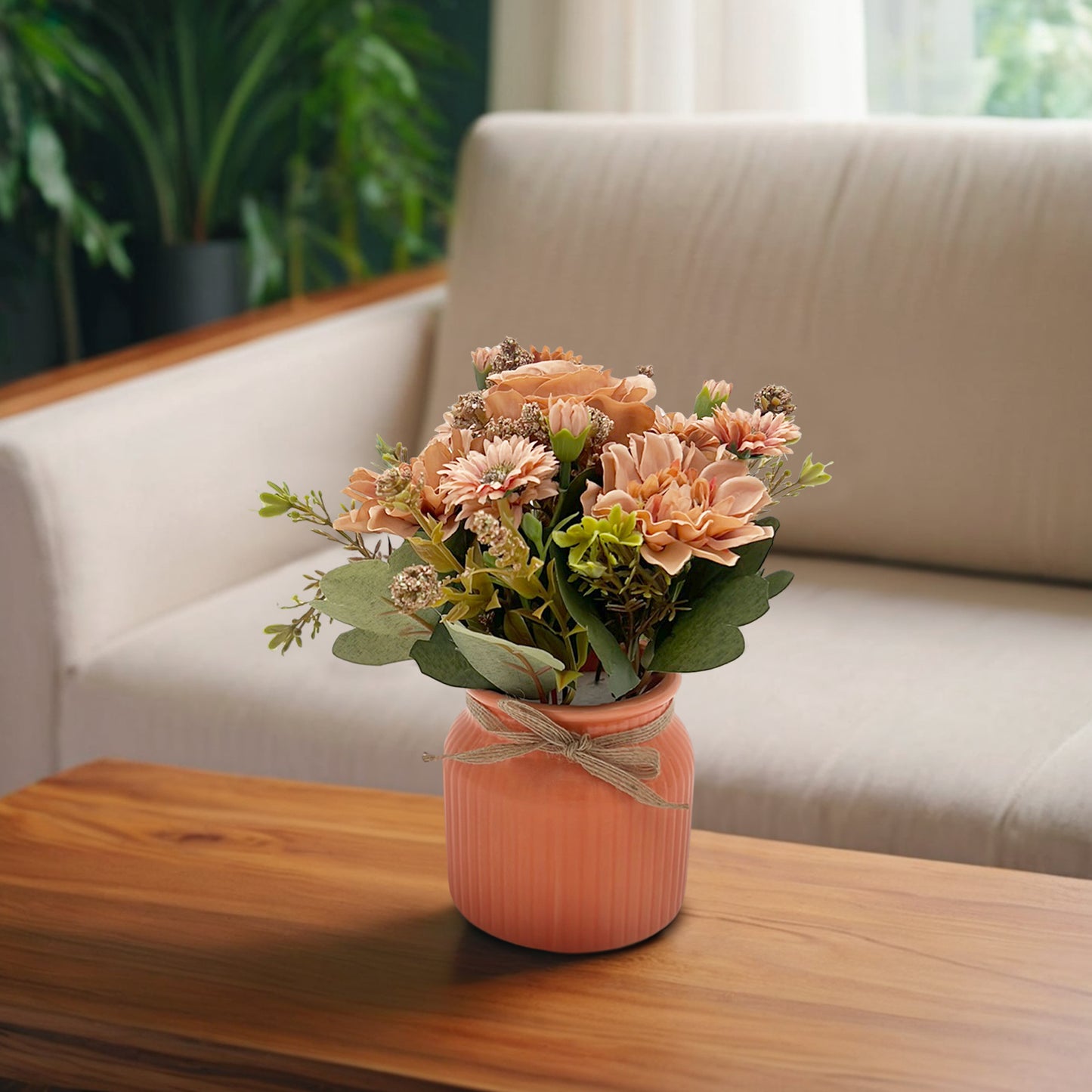 Artificial Flowers in Ceramic Pot