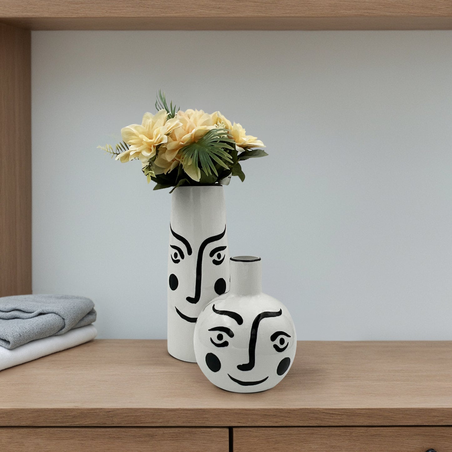 Ceramic Abstract Face Vase Big