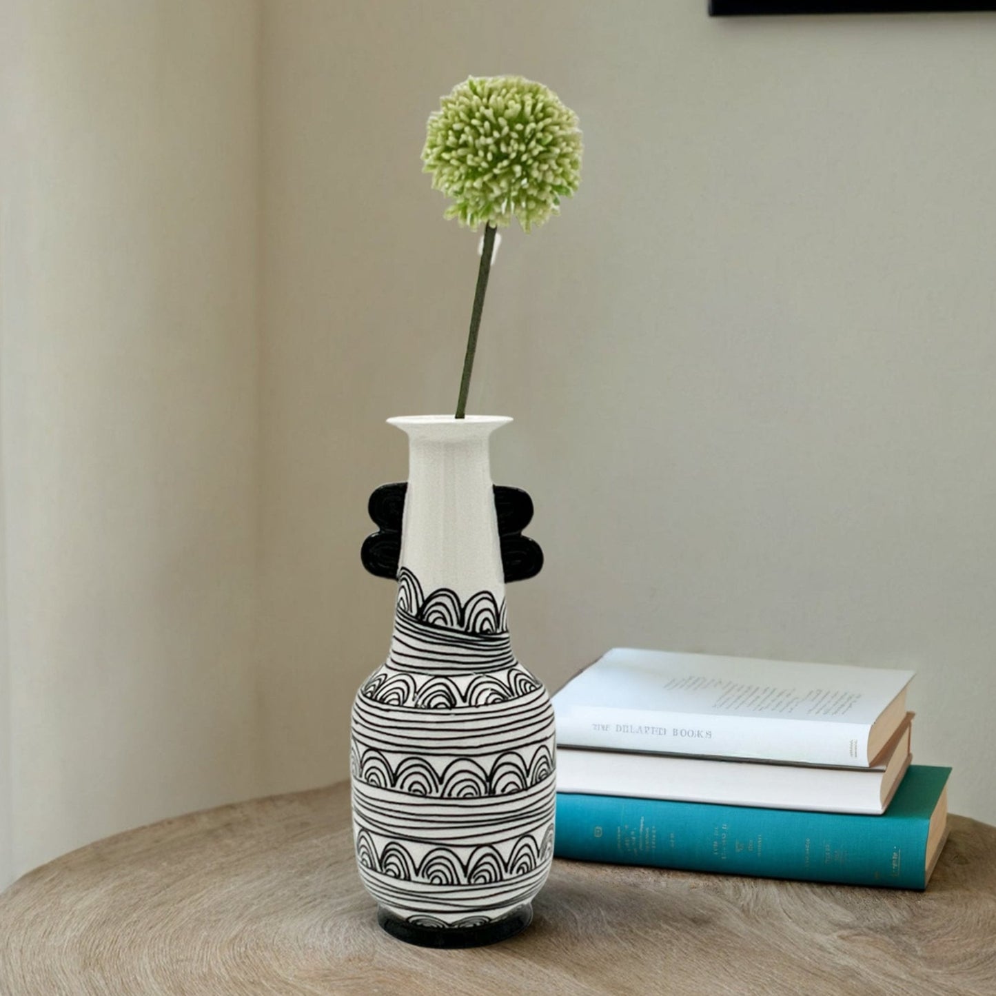 Ceramic White Abstract Design Vase Big