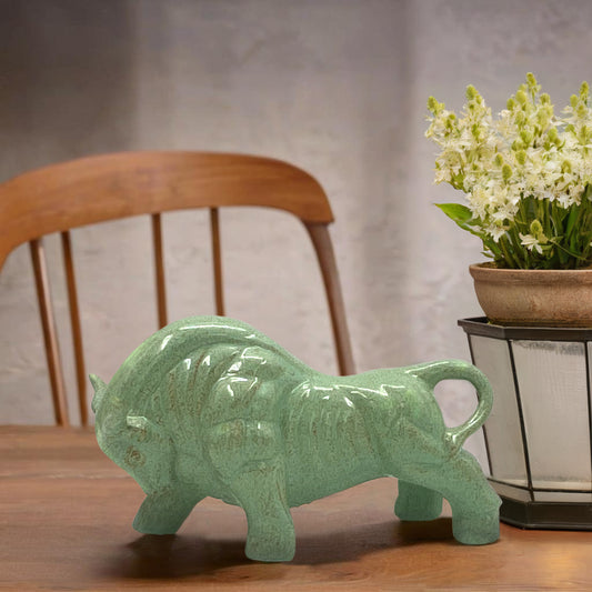 Ceramic Bull Figurine-Green