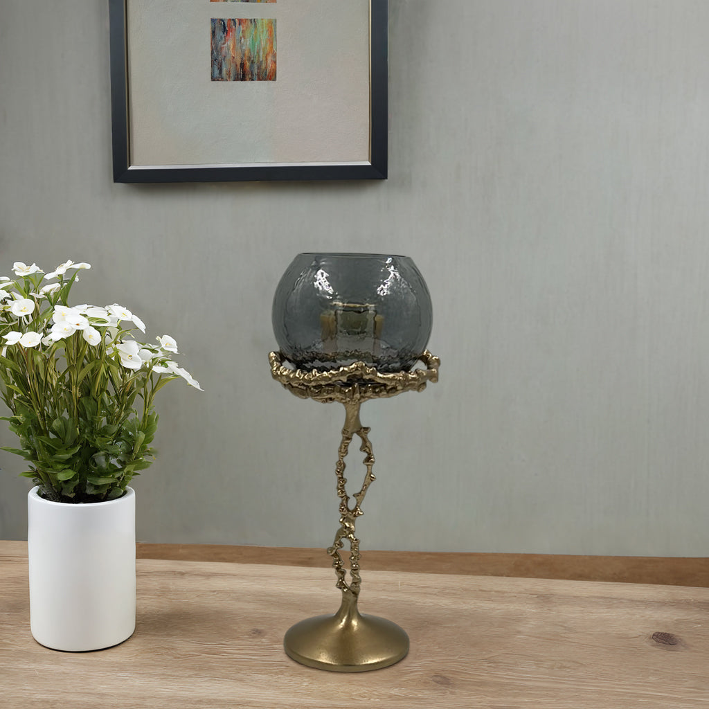 Metal & Glass Candle Stand-Small