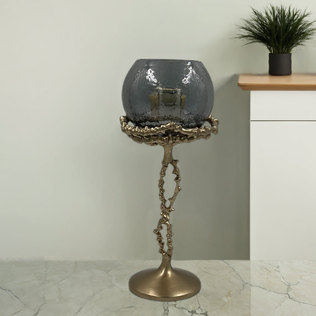 Metal & Glass Candle Stand-Small