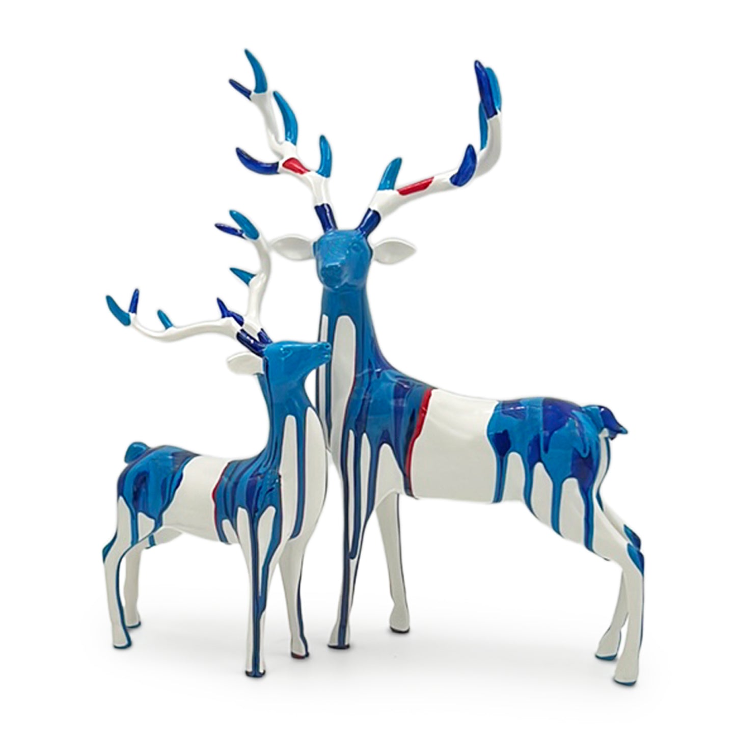 Polyresin Deer Set White And Blue