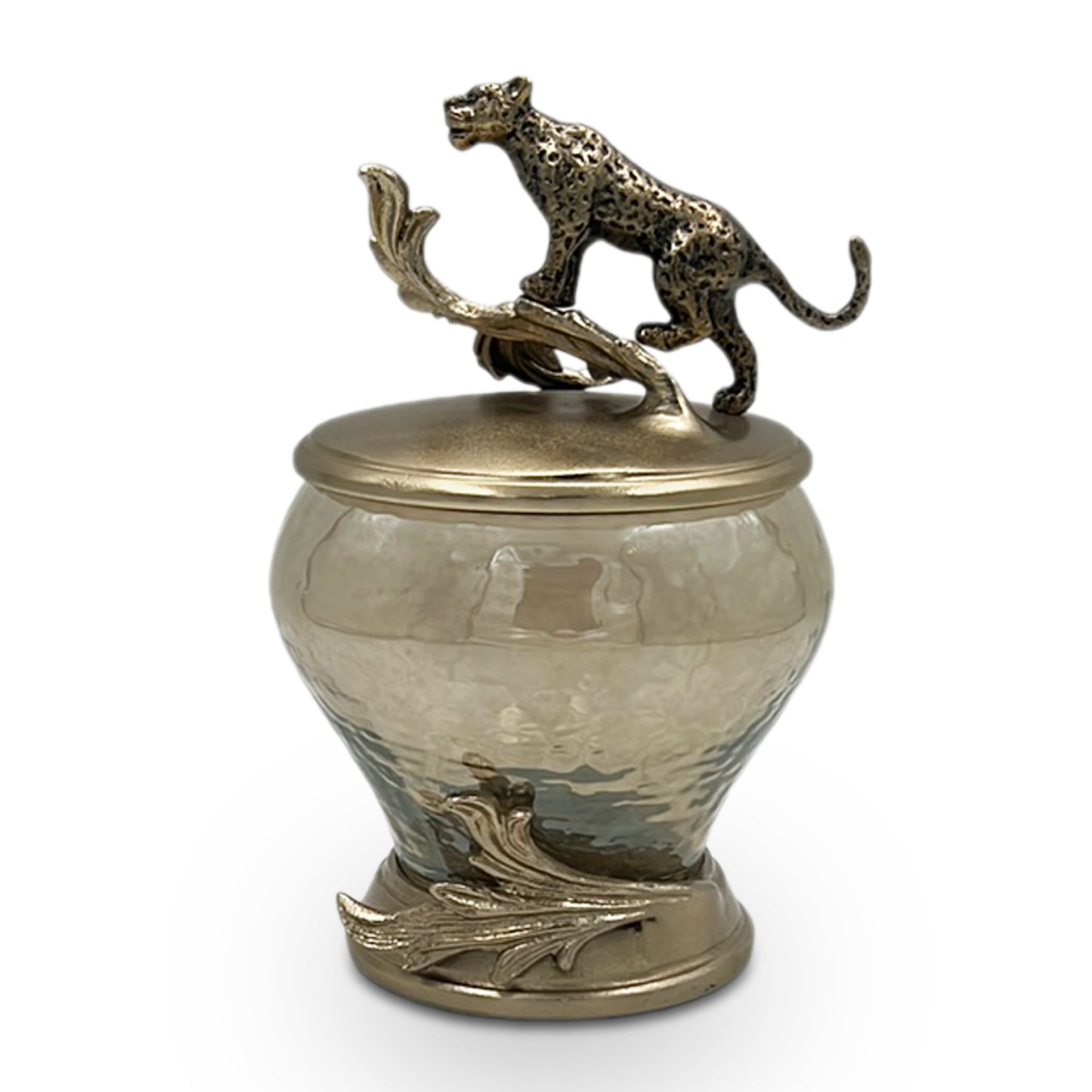 Leopard Glass & Metal Canister-Small