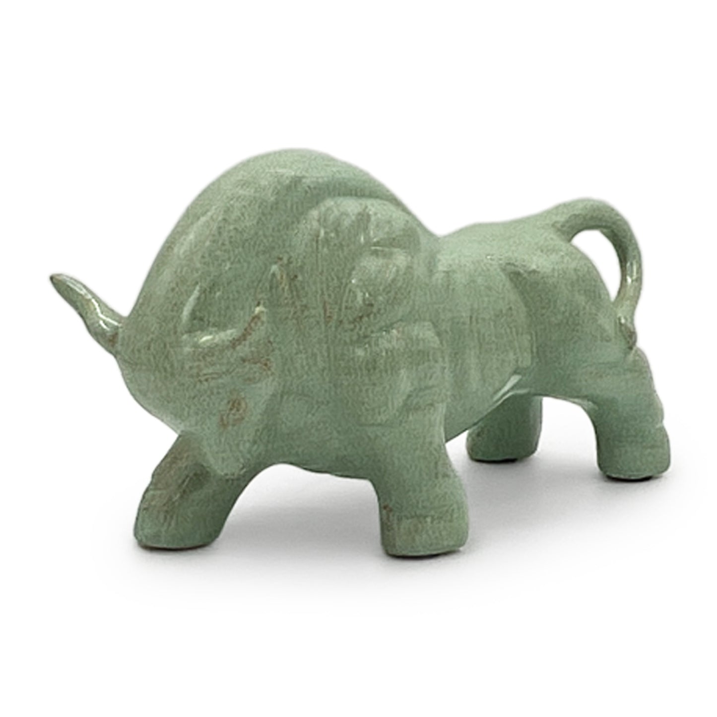 Ceramic Bull Figurine-Green