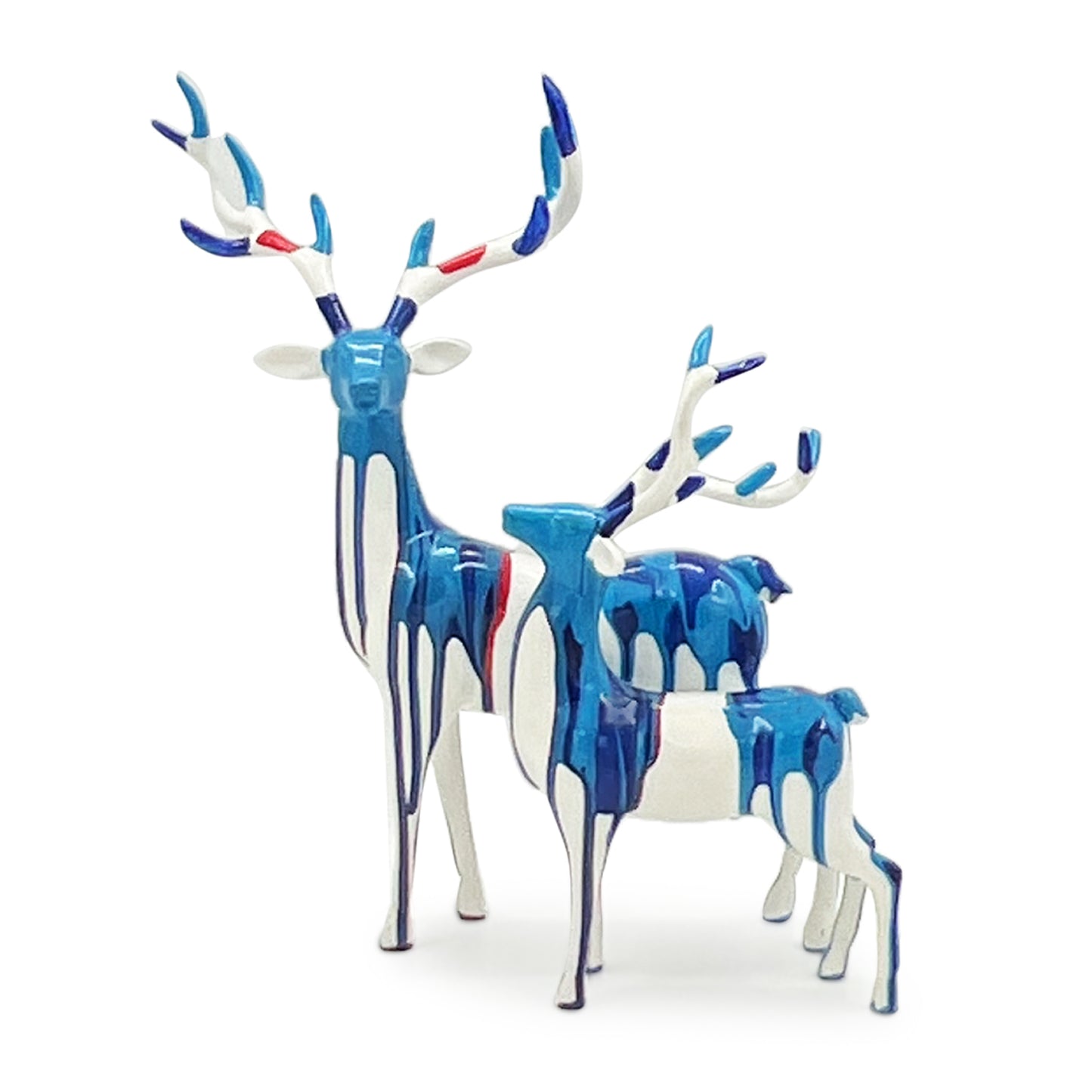 Polyresin Deer Set White And Blue