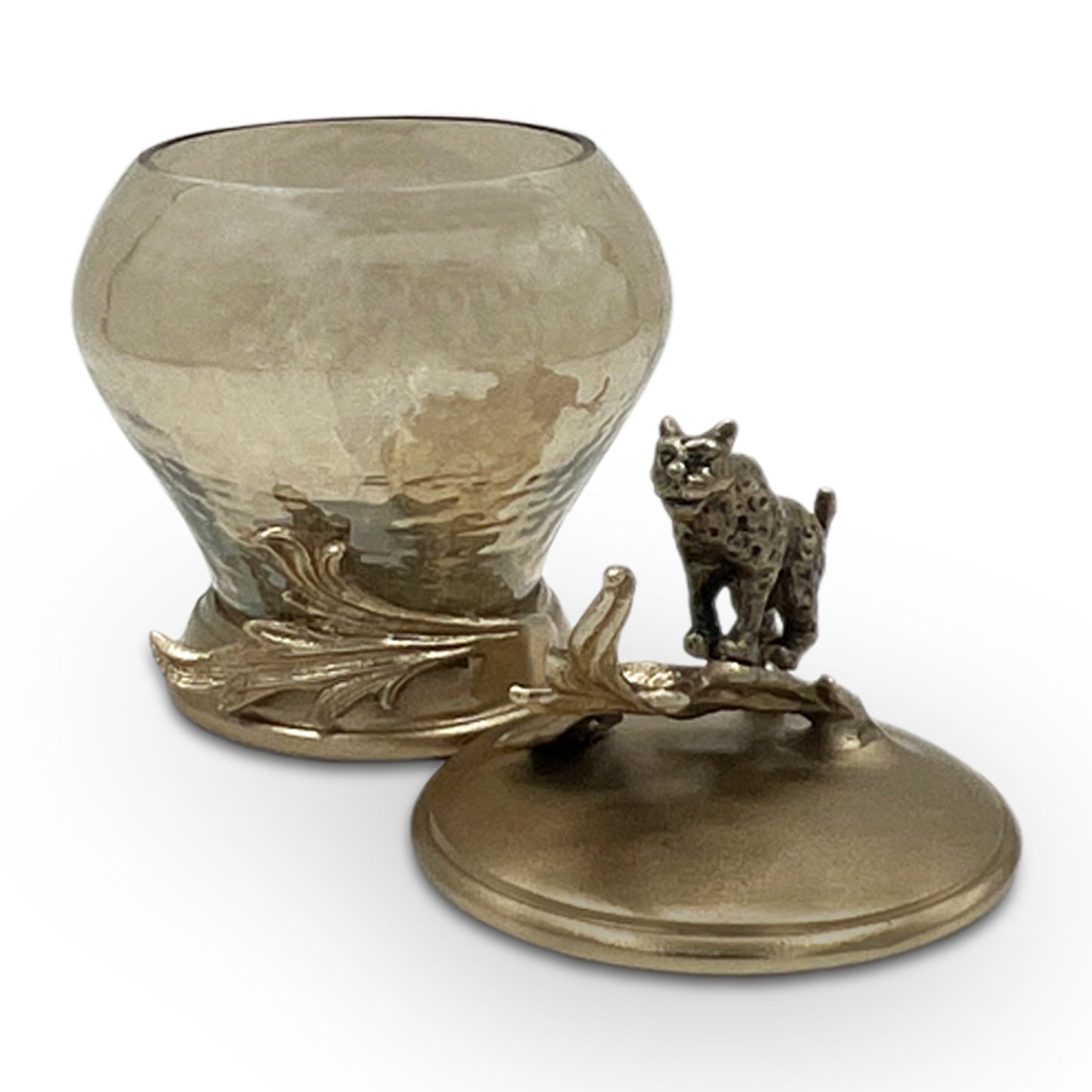 Leopard Glass & Metal Canister-Small