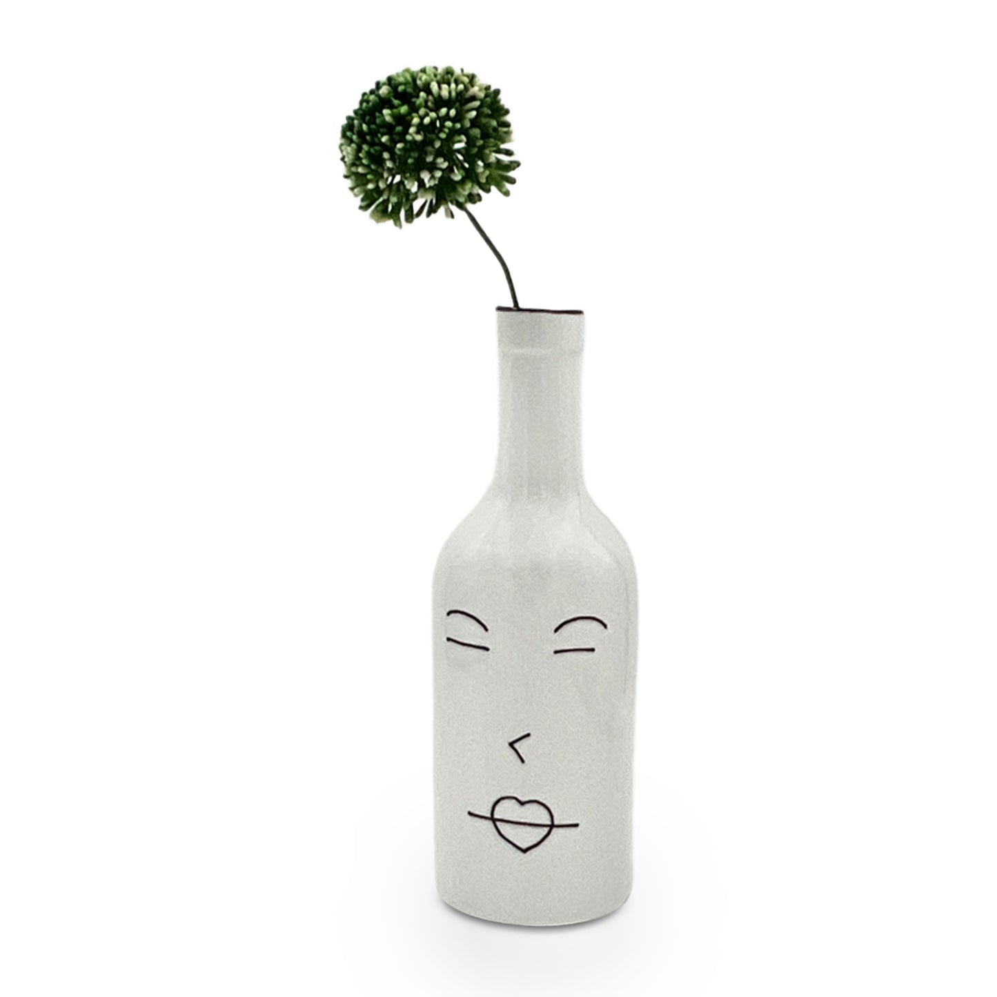 Fine Ceramic Bottle Shaped Face Vase Small