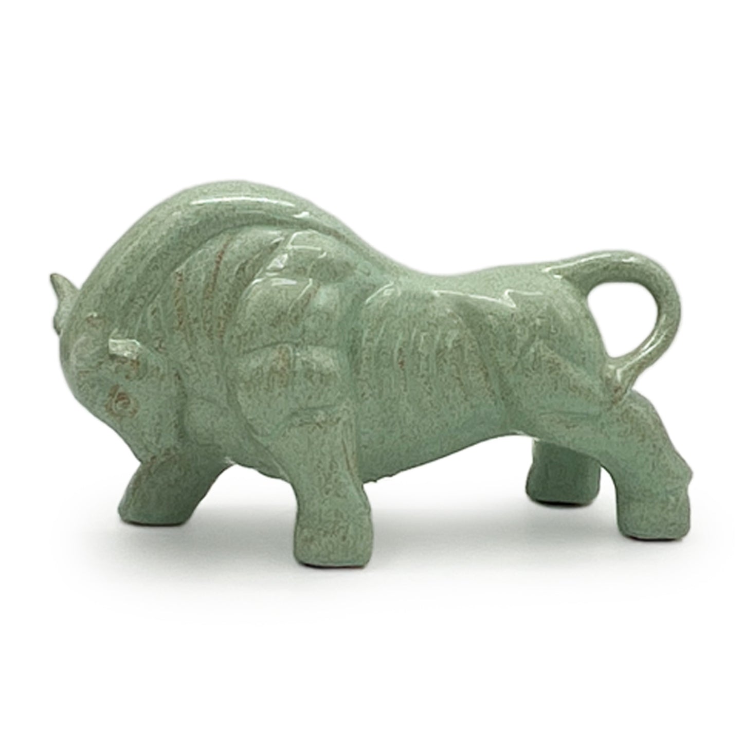 Ceramic Bull Figurine-Green