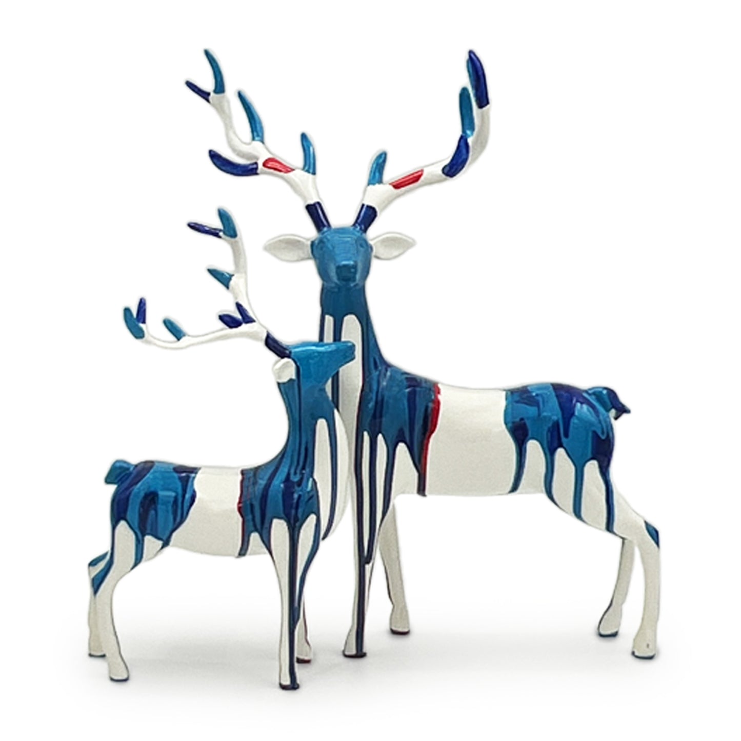 Polyresin Deer Set White And Blue